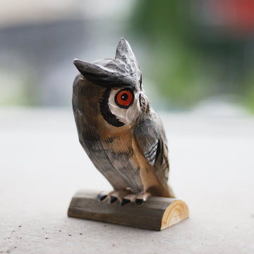 Handmade Carved Owl Figurine